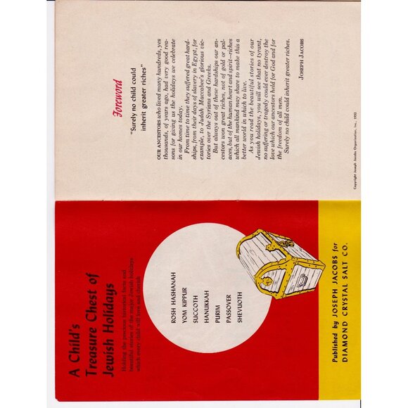 A Child’s Treasure Chest of Jewish Holidays 1953 Booklet Diamond Crystal Salt - Picture 5 of 6